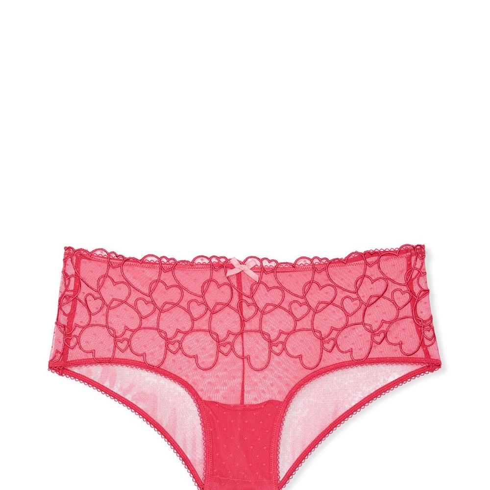 VS Pink heart embroidery panties.